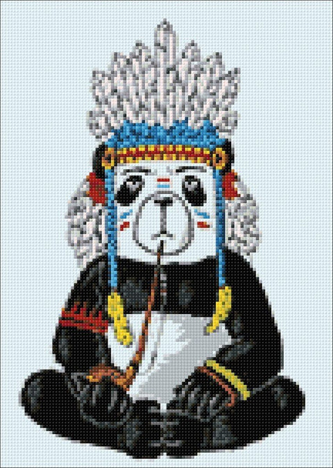 Wizardi: Deimantinis paveikslas Hippie Panda WD216 27*38 cm - HOBI.LT 🇱🇹