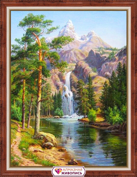 HOBI.LT 🇱🇹: Deimantinis paveikslas Mountain Waterfall AZ - 1347 Dydis: 30*40 - HOBI.LT 🇱🇹