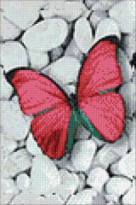 Wizardi: Deimantinis paveikslas Pink Butterfly WD054 20*30 cm - HOBI.LT 🇱🇹