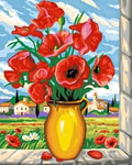 HOBI.LT 🇱🇹: Deimantinis paveikslas Poppies on the Window AZ - 1086 Dydis: 40х50 - HOBI.LT 🇱🇹