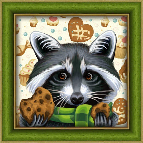 HOBI.LT 🇱🇹: Deimantinis paveikslas Raccoon with Cookies AZ - 1606 25_25cm - HOBI.LT 🇱🇹