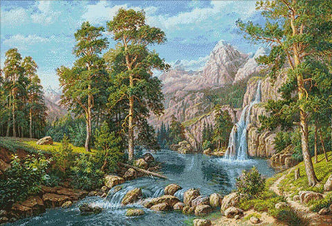 Wizardi: Deimantinis paveikslas Scenery with Waterfall WD2459 - HOBI.LT 🇱🇹