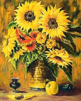 HOBI.LT 🇱🇹: Deimantinis paveikslas Still Life Sunflowers AZ - 1134 Dydis: 40х50 - HOBI.LT 🇱🇹