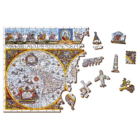 Medinė dėlionė senovinis pasaulio žemėlapis Nova Terrarum, 200 detalių