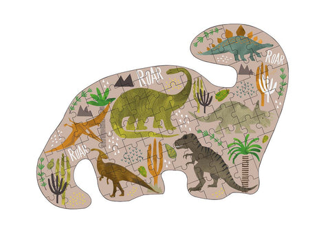 Dinozaurų dėlionė 80 detalių – blizgi folija, edukacinė, 3+ | Floss & Rock