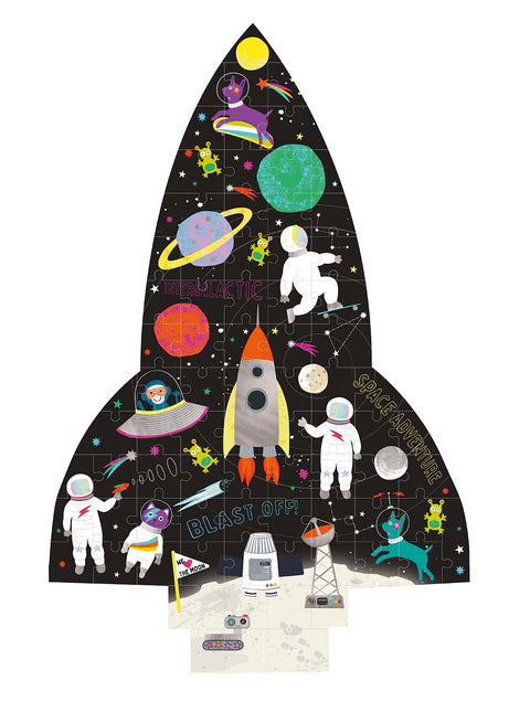 Floss & Rock dėlionė „Kosmosas“ – 80 detalių, blizgi folija, 3+, 55×35 cm