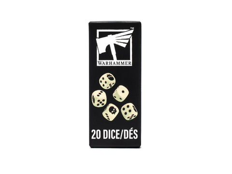 Warhammer stalo žaidimų kauliukai, 20 vnt., dramblio kaulo, 12 mm