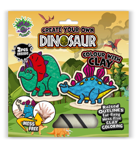 Splat Planet medinių dinozaurų modelino rinkinys vaikams, 6 spalvos, 3D kontūrai