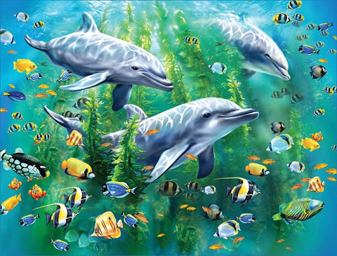 Ravensburger: Dolphin Trio - 100pcas. Puzzle - RAVENSBURGER dėlionė - HOBI.LT 🇱🇹