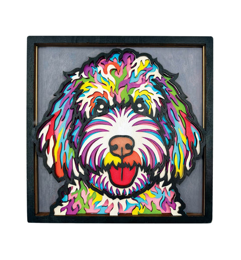 Splat Planet medinis 3D spalvinimo paveikslas „Šuo“ – rinkinys su dažais ir teptukais, 25×25 cm, sienų dekoras