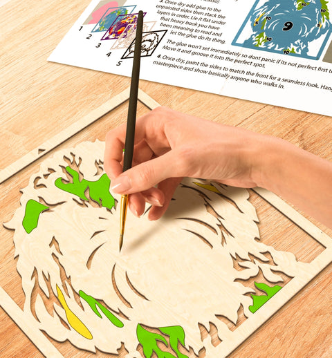 Splat Planet medinis 3D spalvinimo paveikslas „Šuo“ – rinkinys su dažais ir teptukais, 25×25 cm, sienų dekoras