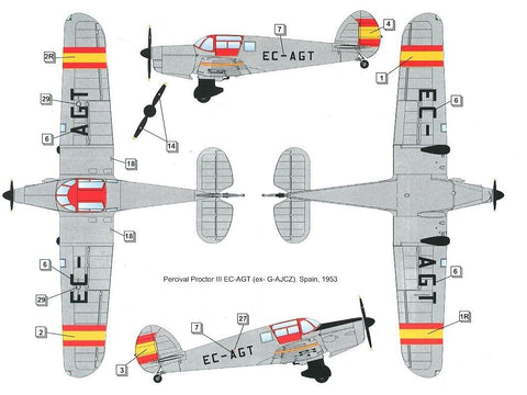 Dora Wings Percival Proctor Mk.III civilinis 1/48 – plastikinis lėktuvo modelis