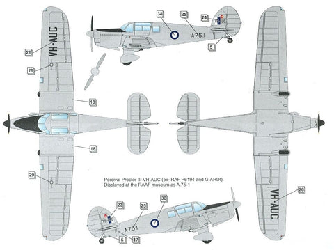 Dora Wings Percival Proctor Mk.III civilinis 1/48 – plastikinis lėktuvo modelis