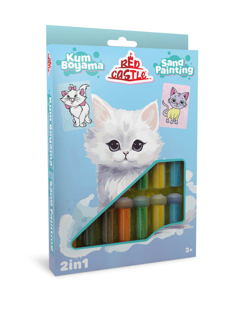 Red Castle kūrybinis smėlio rinkinys 2‑in‑1 „Katytė“ – 2 paveikslai, 15 spalvų, nuo 3 m.