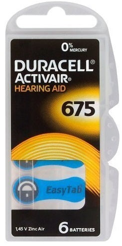 Duracell Activair 675 klausos aparatų baterijos, 6 vnt.