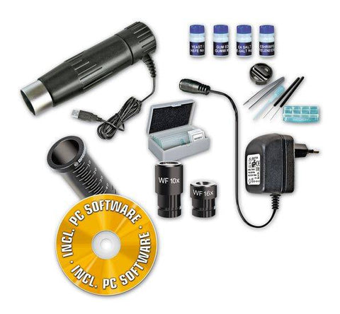 Metalinis mikroskopas Bresser 40x-1024x su USB okuliaru