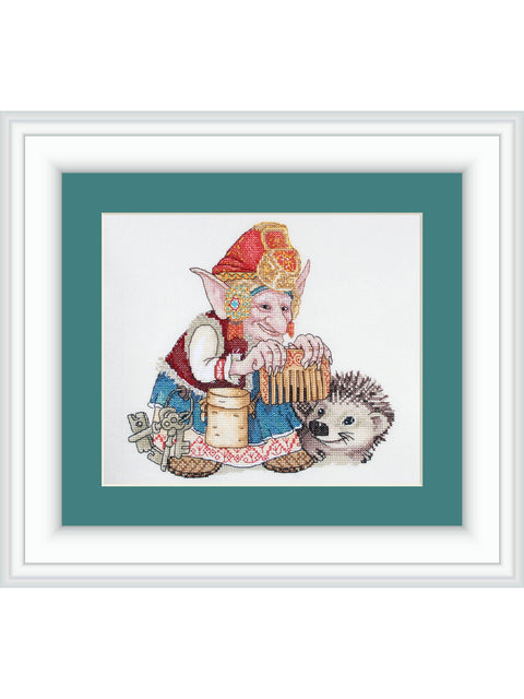 Siuvinėjimo kryželiu rinkinys NeoCraft „Elfas su ežiuku“, Zweigart, 20x21 cm