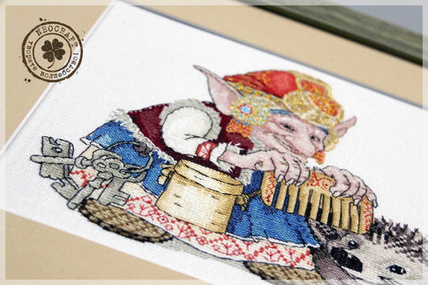 Siuvinėjimo kryželiu rinkinys NeoCraft „Elfas su ežiuku“, Zweigart, 20x21 cm