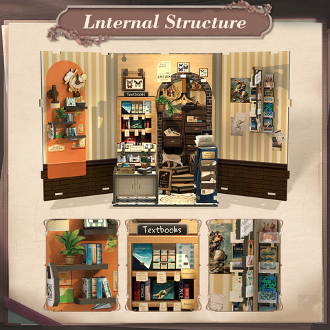 Medinė knygų atrama su LED apšvietimu – surinkimo rinkinys, 168 det., 14+