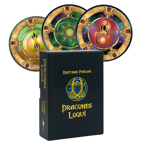 Dracones Loqui drakonų orakulo kortos, 54 apvalios + vadovas – Blue Angel