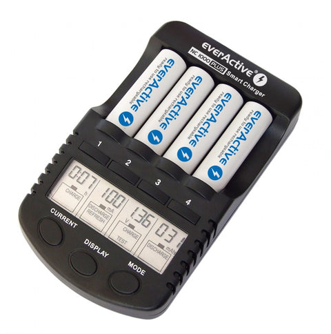 everActive NC-1000 Plus išmanus AA/AAA baterijų įkroviklis su LCD