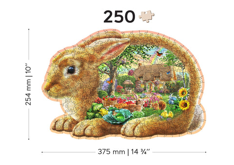 Medinė dėlionė „Sodo zuikis“ – 250 detalių, dvipusės figūrėlės, 10+