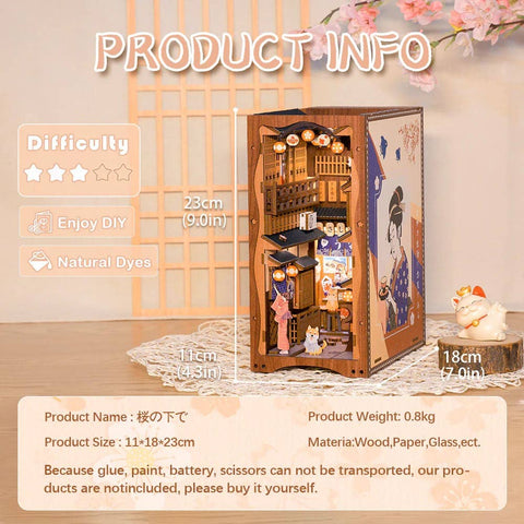 Medinė knygų atrama su LED, surinkimo rinkinys 214 det. „Po vyšnia“