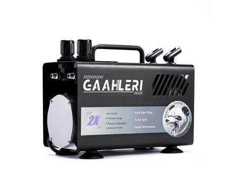 Gaahleri GT-918 tylus aerografo kompresorius, 1 l, 2 jungtys, 44 dB