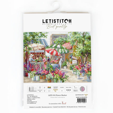 LetiStitch: Flower Market SLETI978 - siuvinėjimo kryželiu rinkinys - HOBI.LT 🇱🇹