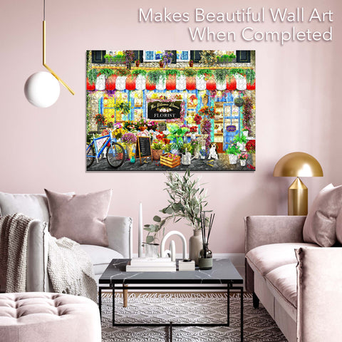 Brain Tree Games dėlionė „Gėlių parduotuvė“ – 1000 detalių, atsitiktinis pjaustymas, 70×50 cm