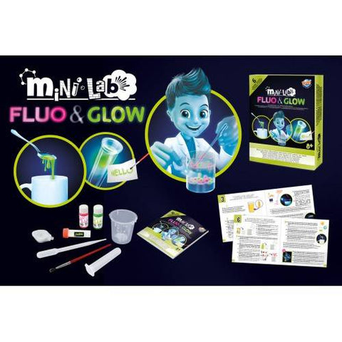 Švytinčios chemijos eksperimentų rinkinys vaikams 8+ su UV lempa