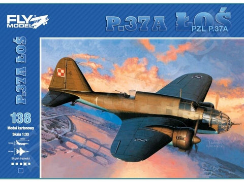 Fly Model PZL P.37A Łoś lėktuvo modelis 1:33, popierinis (FMG-138)