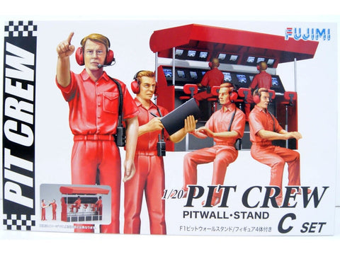 Fujimi Pit Crew C: boksų sienelės stendas su 4 figūrėlėmis, 1:20 (11658)
