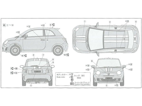 Fujimi Fiat Abarth 695 Tribute to Ferrari 1/24 plastikinis rinkinys