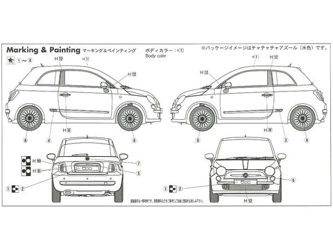 Fujimi Fiat 500 1/24 plastikinis surenkamas automobilio modelis