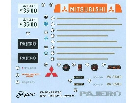 Fujimi Mitsubishi Pajero 1/24 plastikinis surenkamas modelis