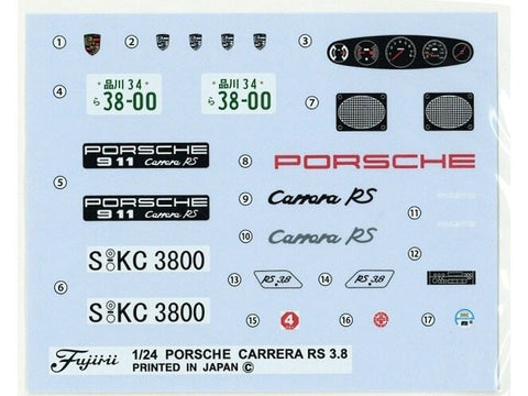 Fujimi Porsche 911 Carrera 3.8 RSR 1/24 plastikinis surinkimo rinkinys