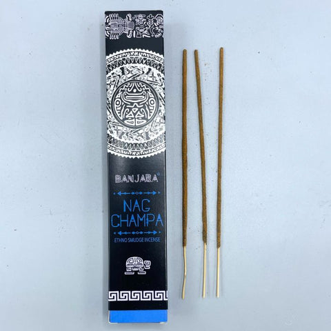 Banjara Nag Champa smilkalų lazdelės – genčių aromatas meditacijai, 10 vnt.
