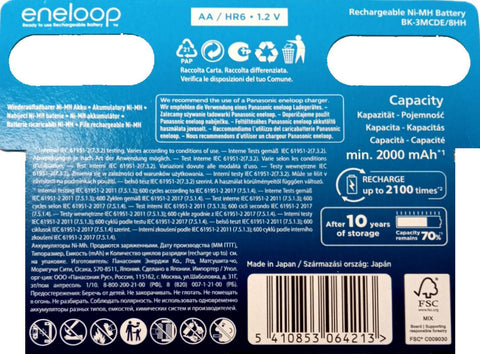 Panasonic Eneloop AA 2000mAh įkraunamos baterijos, 8 vnt. rinkinys