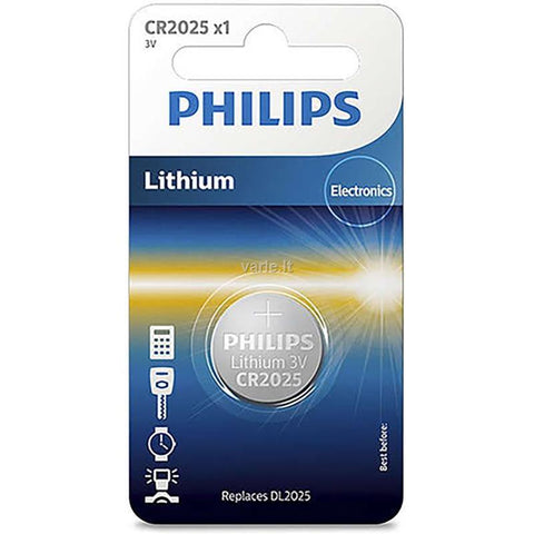 Philips CR2025 mygtukinė ličio baterija 3V, 1 vnt.