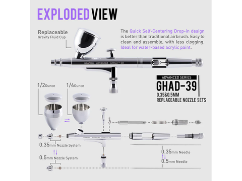 Gaahleri GHAD-39 Advanced aerografas, 0.35/0.5 mm, pradedantiesiems