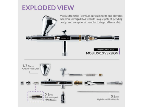 Gaahleri Premium GHPM-Mobius 0.3 mm aerografas detalių dažymui