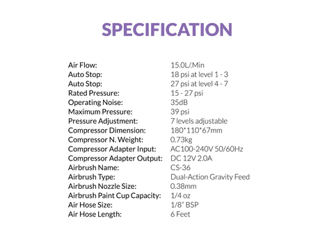 Gaahleri GTS-06 tylus mini kompresorius su aerografu, 7 lygiai, iki 27 PSI