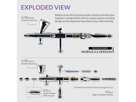 Gaahleri Premium GHPM-Mobius 0.2 mm profesionalus aerografas