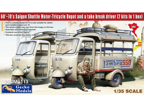 Gecko Models Lambretta motoriniai triračiai Saigone, 2 modeliai 1/35, 35GM0113