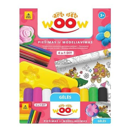 Kūrybinis rinkinys vaikams „Gėlės“ 4 in 1 su plastilinu