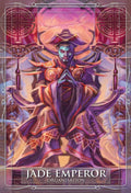 Plakatas Jade Emperor, violetinė‑rožinė su auksiniais akcentais, stambus imperatoriaus portretas su ornamentiniu rėmu, skirtas sienai