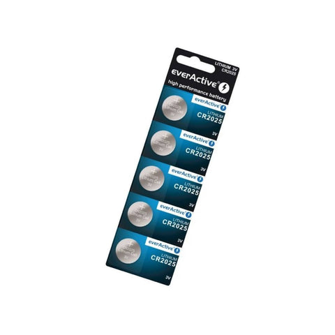EverActive CR2025 3V ličio monetinės baterijos, 5 vnt. rinkinys