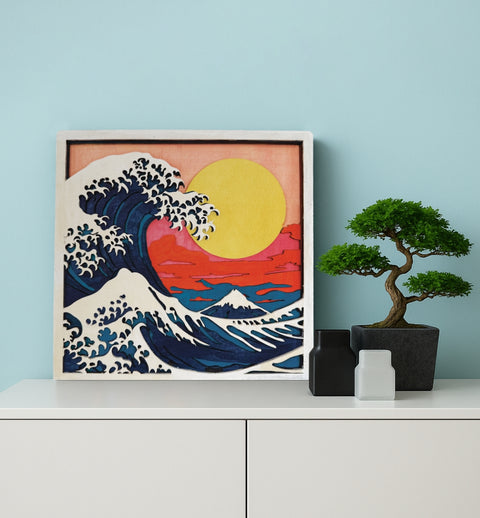 Medinis 3D spalvinimo paveikslo rinkinys „Didžioji banga“ 25×25