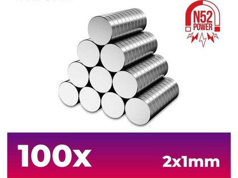 Green Stuff World neodimio magnetai 2x1 mm N52, 100 vnt